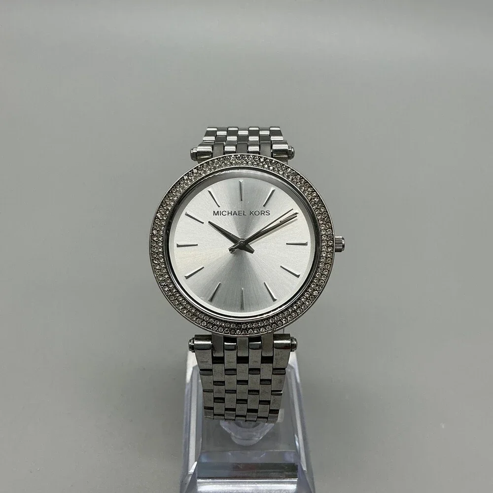 Michael Kors Womens Watch 39mm Silver Tone Crystals MK3190 New Battery 7